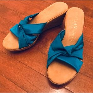 Never worn Italian Shoemakers Blue Slip On Wedge